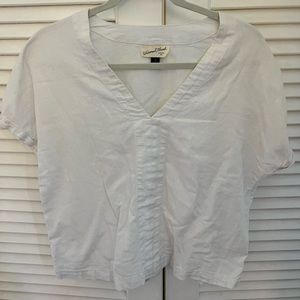 Summery white linen blend top size M
